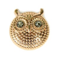 Click-Systemknopf / Button mit Strass "crystal owls blink"