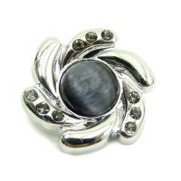 Click-Systemknopf / Button mit Strass "grey stoneflower"