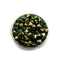 Click-Systemknopf / Button mit Strass "sprinkled Diamonds -green"