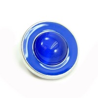 Click-Systemknopf mit Emaille und Katzenaugen-Quarz "blue ufo"