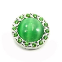 Click-Systemknopf mit Strass "green bling"
