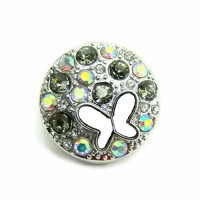 Click-Systemknopf mit Strass "grey butterfly"