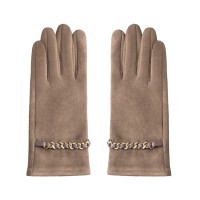 Damen Handschuhe  mit Zirkoniasteinen schlamm 'glove&glamour'