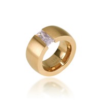 Edelstahlring mit rechteckigem Stein 'gold of rings'