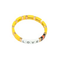 Elastisches Armband aus Metall mit Emallie gelb 'Love'