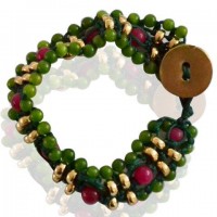 Handgearbeitetes Armband aus Echtstein Perlen "Sabbia - green"