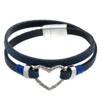 Kunstlederarmband mit Herz 'blue big heart'