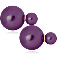 Modische Doppelperlen Ohrstecker 'purple shiny tribal'
