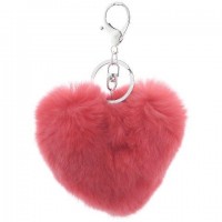 Schlüsselanhänger mit echtem Fell Bommel 'heart fur - pink'
