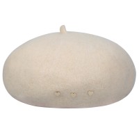 Trendige Baskenmütze / Hut aus Wolle creme