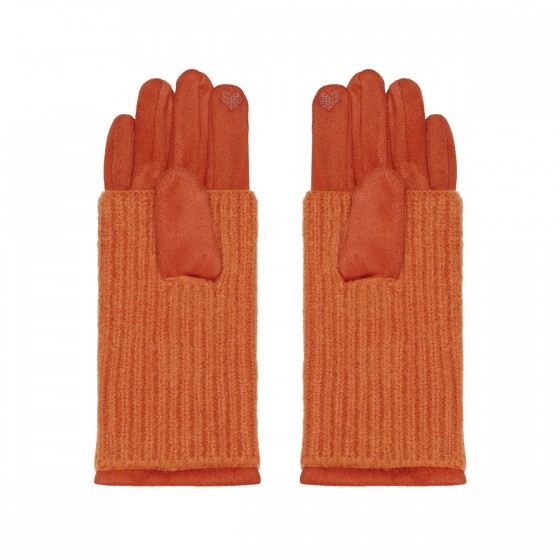 2 in 1 Damen Handschuhe in Wildlederoptik orange