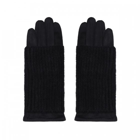 2 in 1 Damen Handschuhe in Wildlederoptik schwarz