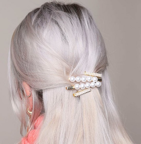 2 Stück Haarclips mit Perlen und Strass 'Lia'