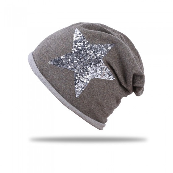 Beanie Mütze mit Pailletten 'brown - sequins star beanie'