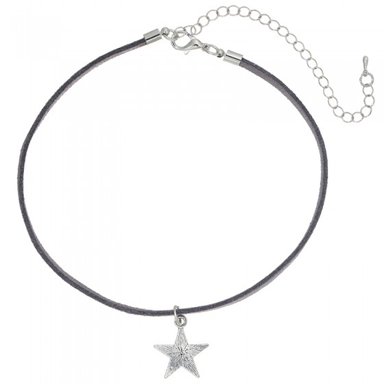 Choker Halsband mit Anhänger 'bright Star - grey'