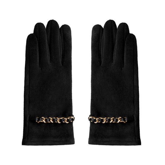 Damen Handschuhe  mit Zirkoniasteinen schwarz 'glove&glamour'