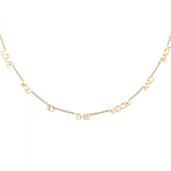 Edelstahlkette mit Spruch gold 'Love you to the moon and back'