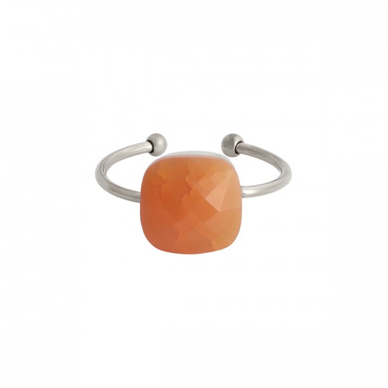 Edelstahlring mit einem Kristal 'orange - Lys'