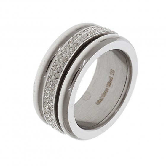 Edelstahlring mit Strass 'silver adorable'