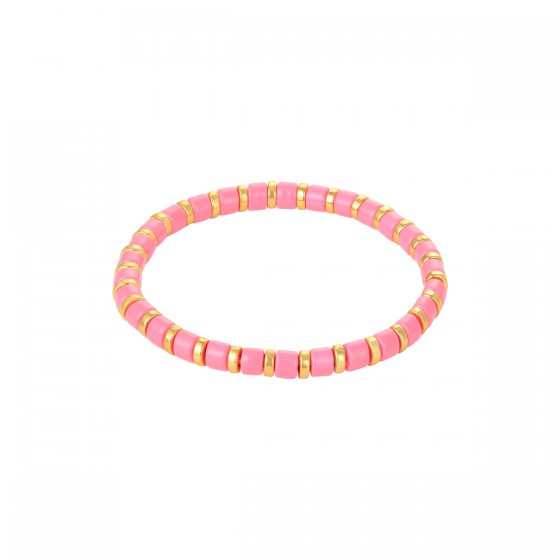 Elastisches Armband aus Metall mit Emallie pink 'perla dolce'