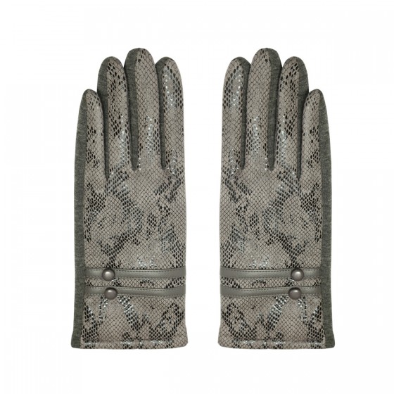 Elegante Damen Handschuhe im Snake Design grau
