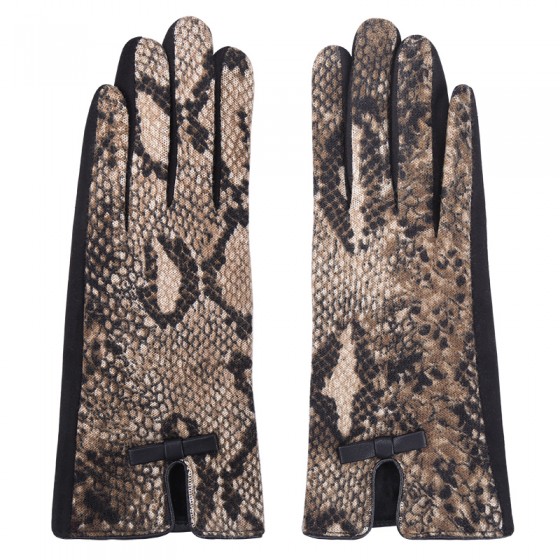 Elegante Handschuhe mit Druck 'brown - snake madness'