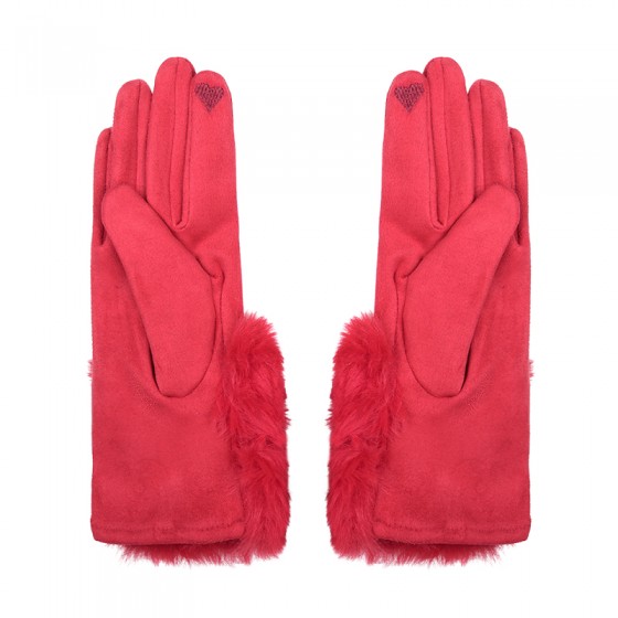 Elegante Handschuhe mit Kunstfell `red - furry bow'