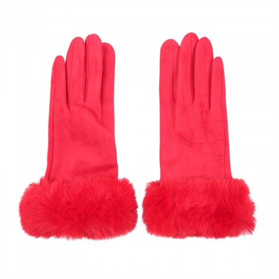 Elegante Handschuhe mit Kunstfell 'red'