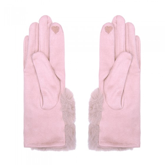 Elegante Handschuhe mit Kunstfell 'rose -furry bow'