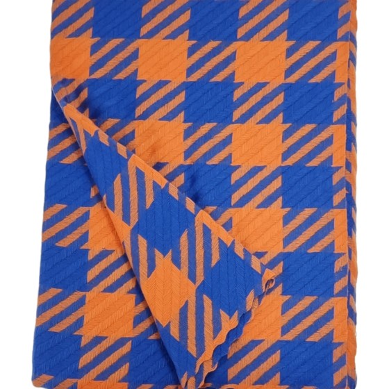 Großer, warmer & weicher Stola / Schal orange 'check pattern'