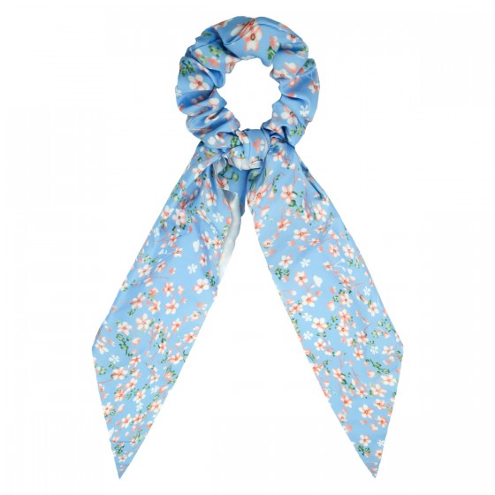 Haargummi Scrunchie mit Band blau 'floral scrunch'