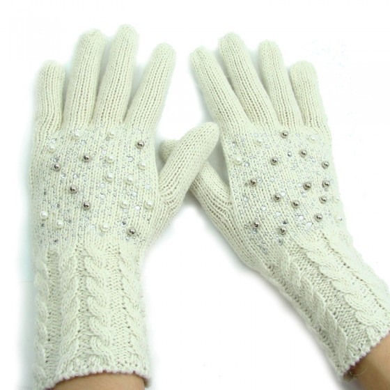 Handschuhe mit Perlen & Strass 