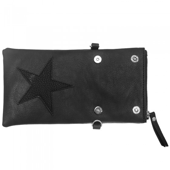 Kunstleder Flip-up Handtasche 'black star light'