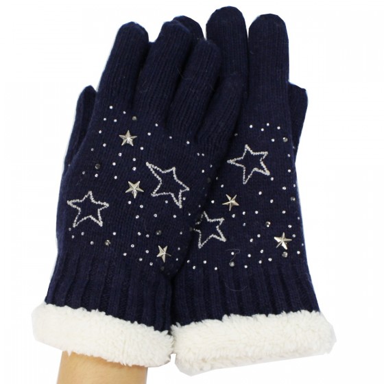 Kuschelweiche Handschuhe / Gloves 'marine - stars `n studs'
