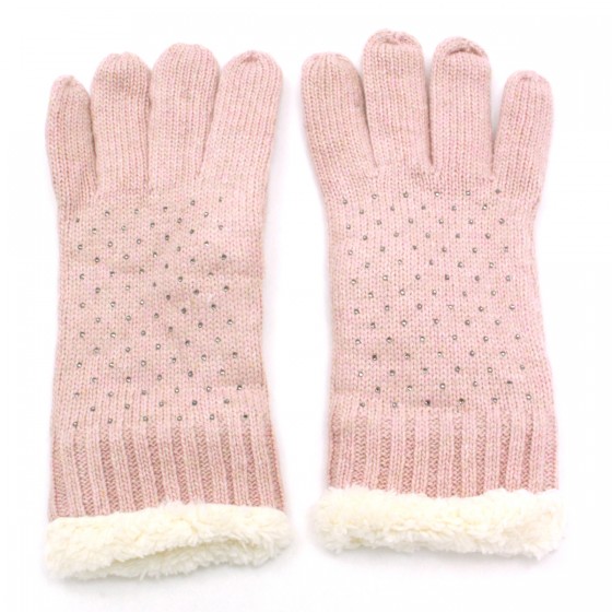 Kuschelweiche Handschuhe mit Strass rosa 'lampeggio'