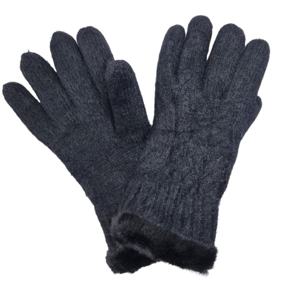 Kuschelweiche Handschuhe mit Zopfmuster schwarz 'cosy glove'