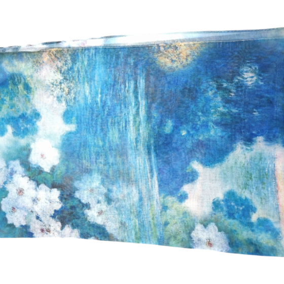 Leichter Langschal mit Seidenanteil blau 'floral painting'