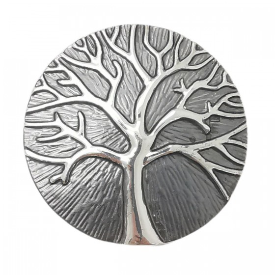 Magnetbrosche mit Emallie Lebensbaum grau