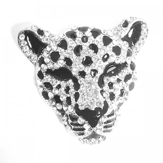 Magnetbrosche Leopardenkopf silber 'Leo'