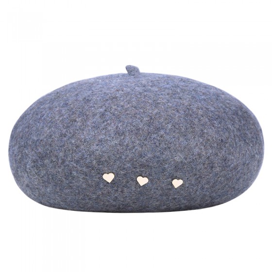 Trendige Baskenmütze / Hut aus Wolle grey
