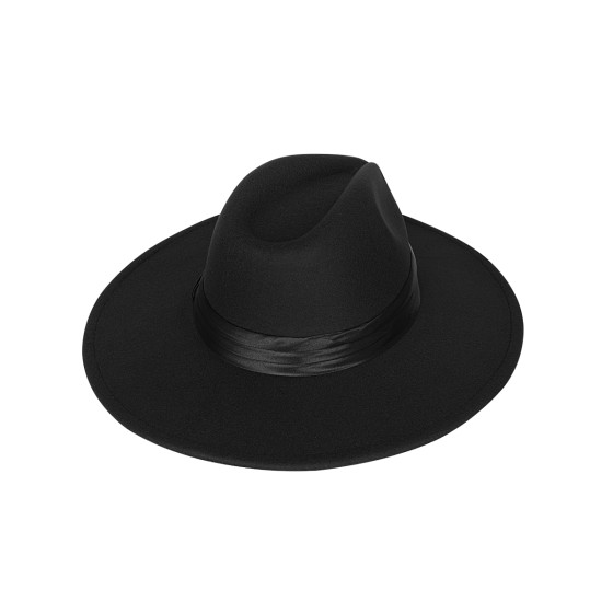 Trendiger Fedora-Hut mit Satinband schwarz