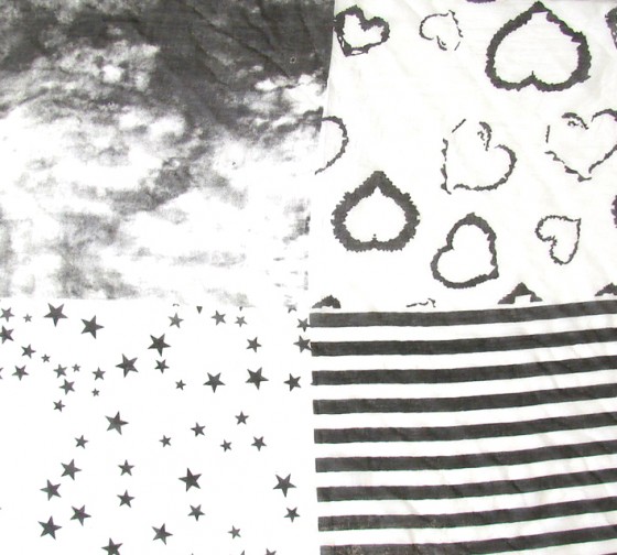 Vierecktuch mit Muster 'black four patterns'