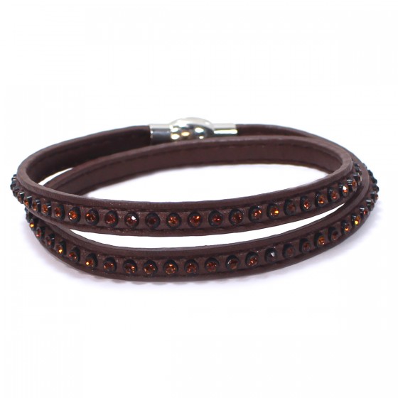 Wickelarmband mit Strass 'Anessee - brown'