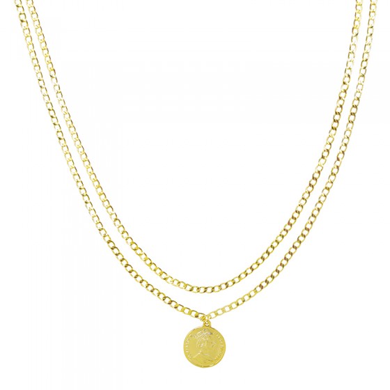 Zweireihige Halskette vergoldet 'gold - La Reina'