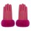 Elegante Damen Handschuhe mit Fellbesatz pink