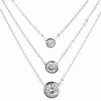 3 -reihige Edelstahlkette mit Anhängern 'silver -flying diamonds'