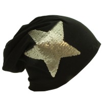 Beanie Mütze mit Pailletten Stern 'black - Kanoi'