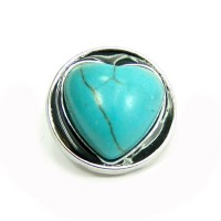 Click-Systemknopf / Button mit Howlithstein "turquoise Heart"