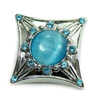 Click-Systemknopf / Button mit Strass "blue square star"