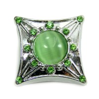 Click-Systemknopf / Button mit Strass "green square star"